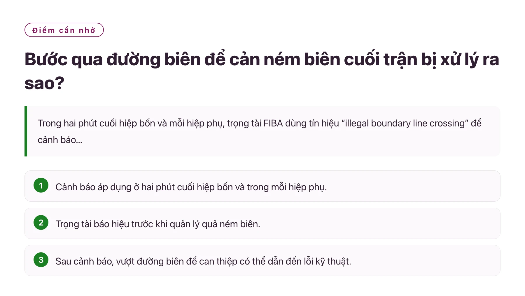 Bước qua đường biên để cản ném biên cuối trận bị xử lý ra sao?——全文要点速览